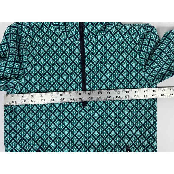 T by Talbots Petite Womens Long Sleeve Half Zip Pullover Navy Teal Geometric - Picture 8 of 11